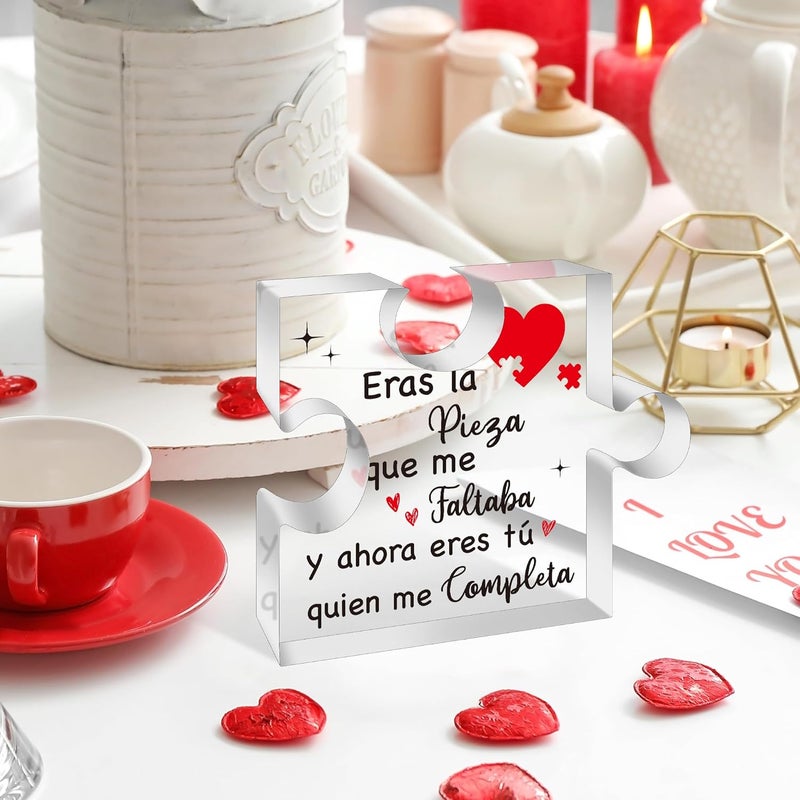 Yopyame Romantic Gifts for Girlfriend - Spanish Acrylic Puzzle Plaque for Girlfriend Christmas Gift Anniversary Valentine's Day Acrylic Keepsake Paperweight Gift for Her to My Girlfriend Birthday Gift - Image 4
